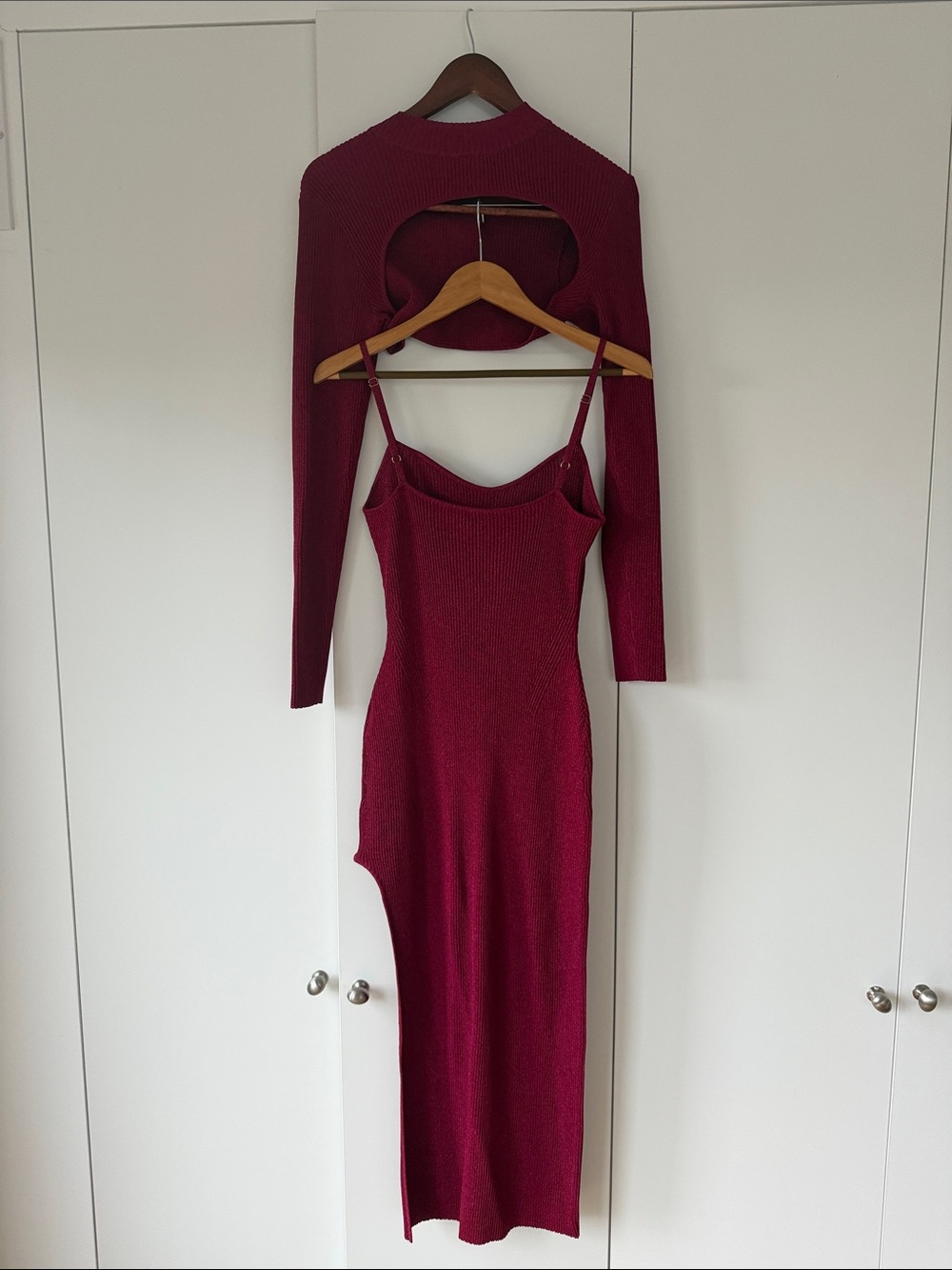 NICHOLAS Burgundy 2 Pieces Maxi Dress with Bolero